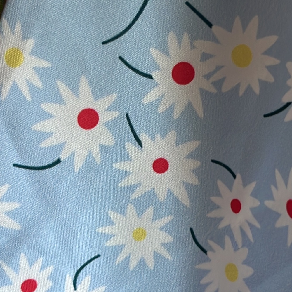 Long Sleeve Floral Crop Top Blouse with Tie Blue Red Yellow - Picture 5 of 10